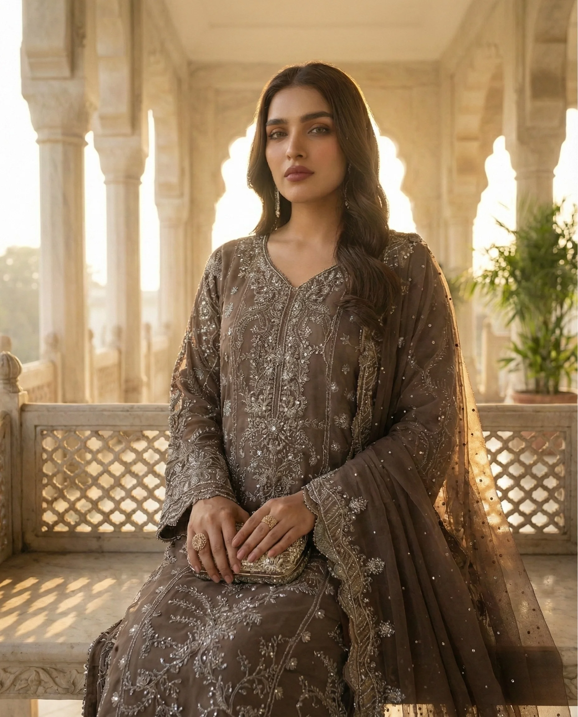 Mink Radiance – Luxury Hand-Embellished Chiffon - Image 3