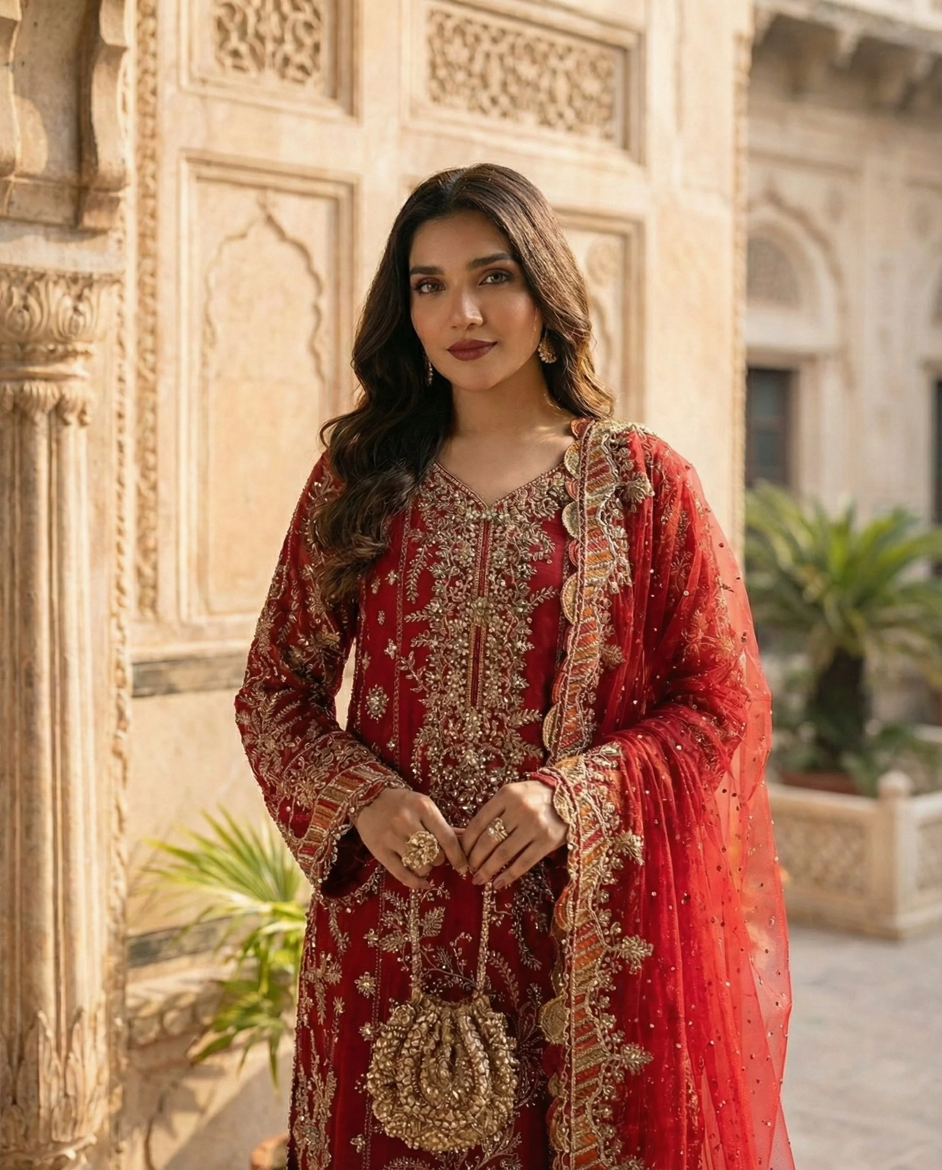 Ruby Regal – Luxury Hand-Embellished Chiffon - Image 3