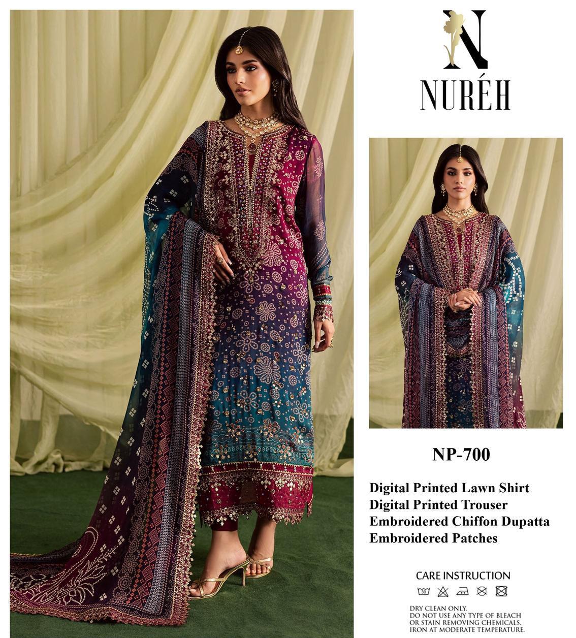Maroon & Teal Embroidered Luxury Lawn Suit