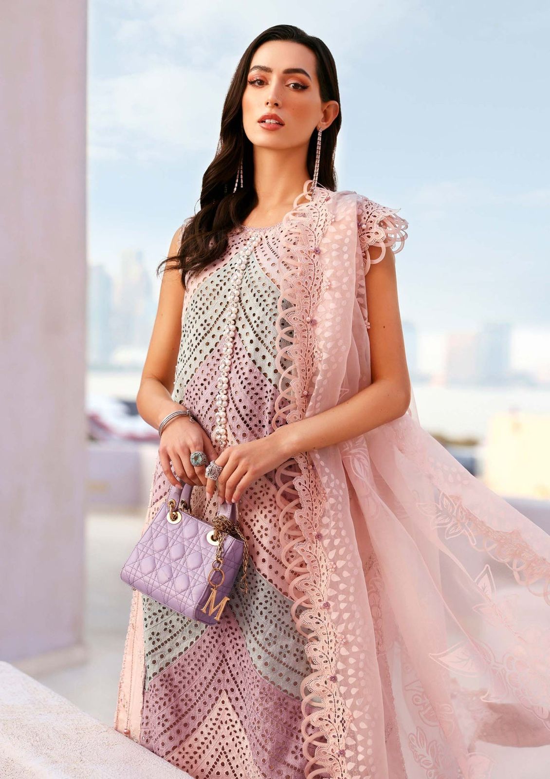 Pastel Chevron Chikankari Lawn Suit - Image 16