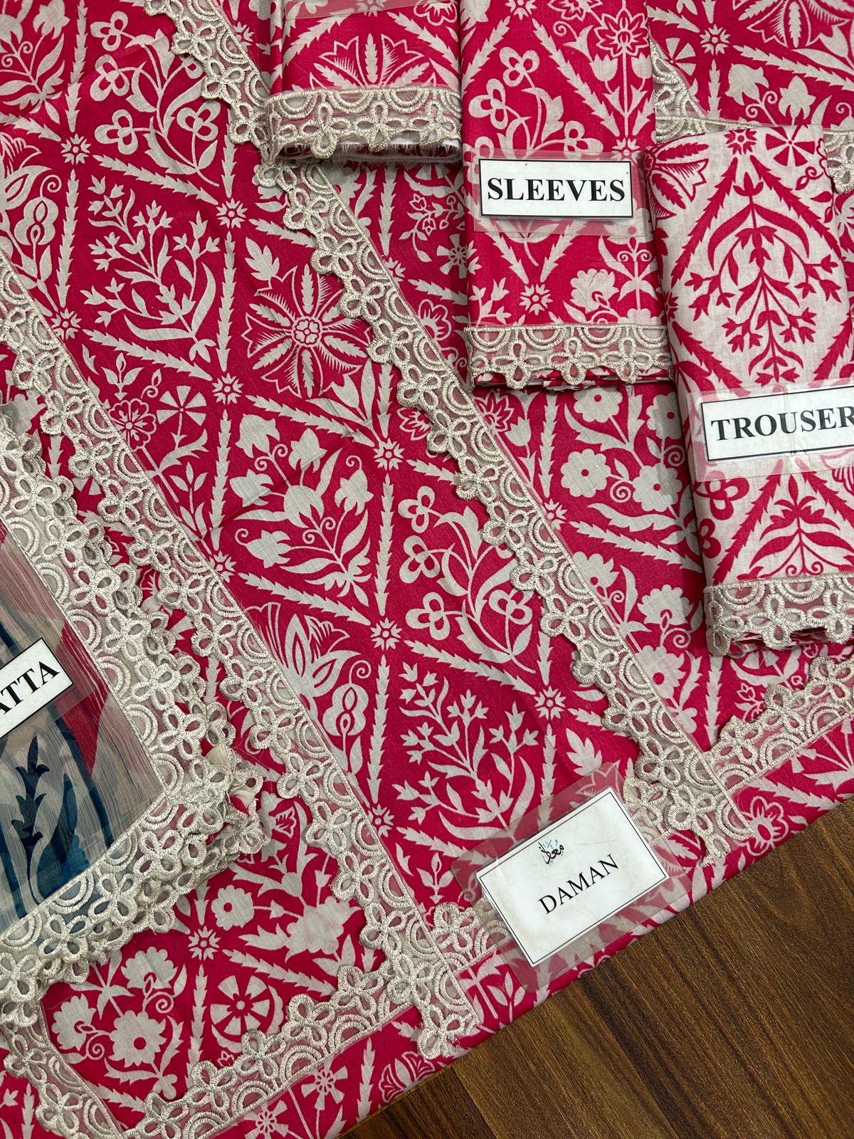 Classic Red & White Printed Lawn Suit - Image 7