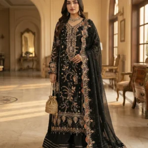 Noir Majesty – Luxury Hand-Embellished Chiffon